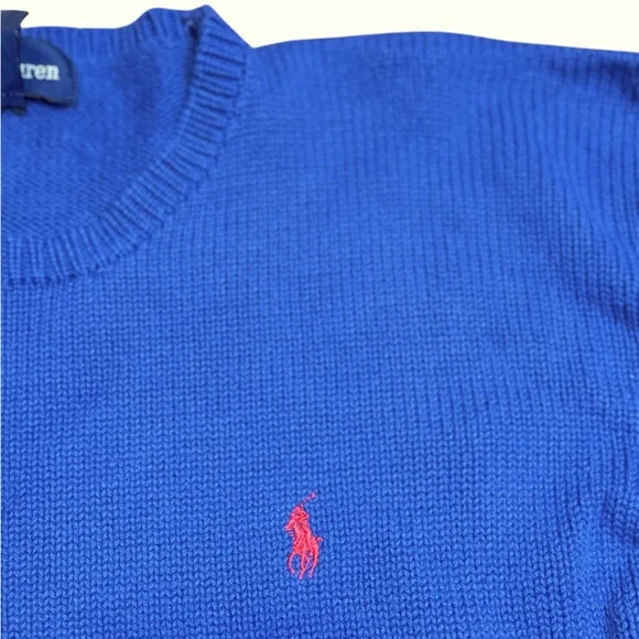 Polo Ralph Lauren Blue Knit Cotton Sweater Pullover Size Small - Picture 3 of 6